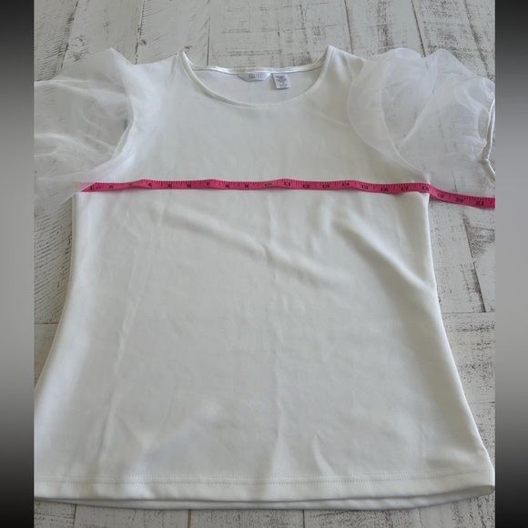 Kurtis Women’s Sheer Puff Sleeve Top White -Small - Picture 4 of 8